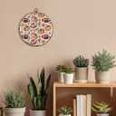 Sufamb Fall Football Pumpkin Round Wall Art Decor, Farmhouse Autumn Football Leaf Canvas Artwork Framed, Rustic Fall Wall Hanging Prints Decorations for Home Bedroom Living Room Decor, 10x10 Inches (rugby)