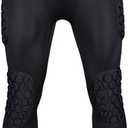 Mens Padded Compression Pants Football Girdles Athletic Leggings for Soccer Basketball Paintball Hockey, Large, Black