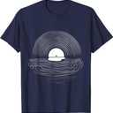 Vinyl Record Sun Set Shimmer by The Sea T-Shirt (Navy Blue, Small)