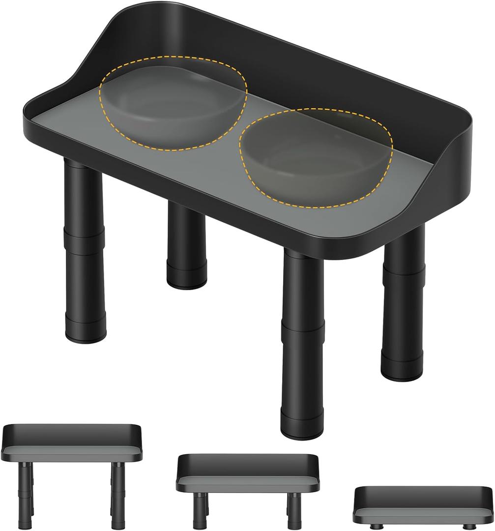 Elevated Dog Food Bowls Stand,3 Adjuastable Heights Raised Dog Feeding Station Splash Proof Pet Bowl Stand for Large Sized Medium Sized Dogs & Pupyy & Cat No Bowl Included - Black Elevated Dog Food Bowls Stand,3 Adjuastable Heights Raised Dog Feeding Station Splash Proof Pet Bowl Stand for Large Sized Medium Sized Dogs & Pupyy & Cat No Bowl Included - Black