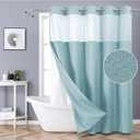 Eachope Teal No Hook Shower Curtain with Snap-in Fabric Liner Set,Slub Textured Fabric Shower Curtains for Bathroom,Hotel Style Modern Shower Curtain,Water Repellent & Washable,71x74