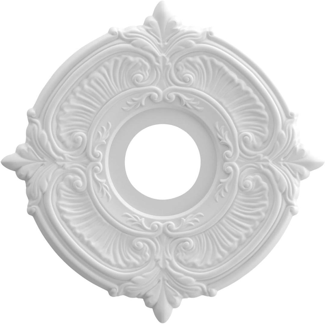 Ekena Millwork CMP13AT Attica Thermoformed PVC Ceiling Medallion (Fits Canopies up to 5"), 13"OD x 3 1/2"ID x 3/4"P (Unfinished)