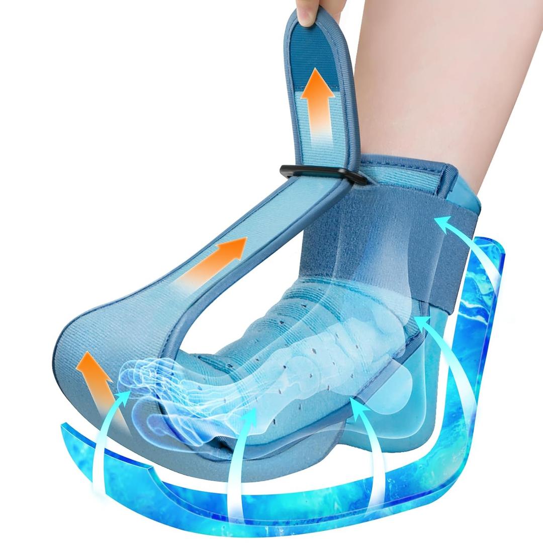 Plantar Fasciitis Relief Night Splint, Foot Ice Pack Wrap Plantar Fasciitis Brace for Men Women,Ankle Ice Pack for Achilles Tendonitis Heel Spur Foot Pain