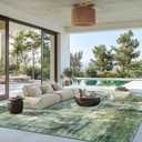 9x12 Area Rugs for Living Room Bedroom, Large Modern Abstract Washable Green Carpet Rug, Non-Slip Non-Shedding Indoor Floor Carpet for Dining Room, Home Office Decor