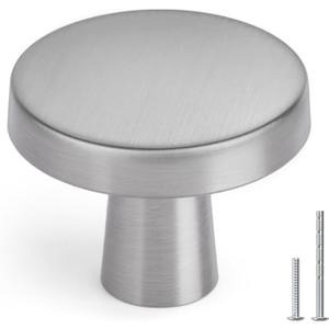 homdiy 5 Pack Brushed Nickel Cabinet Knobs Round Kitchen Handles Zinc Alloy Metal Hardware for Dresser Drawer Desk Cupboard