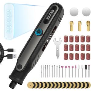 HARDELL Mini Cordless Rotary Tool 4V, 5-Speed Rotary Tool Kit with 69 Accessories, Power Rotary Tool for Cutting, Engraving, Sanding, Drilling, Polishing, Small Wood Carving tool or DIY Crafts, (Black)