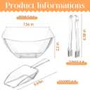 FoldTier 32oz 6 Clear Plastic Candy Bowls, 4 Scoops and 4 Tongs Set Square Disposable Plastic Buffet Containers for Chip, Snacks Popcorn Candy Bar Birthday Party Supplies