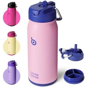 BOTTLE BOTTLE 16 oz sports water bottle stainless steel insulated kids water bottle with straw and pills holder for gifts and school（bubble candy
