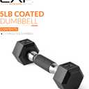 CAP 15lb Rubber Coated 12-Sided Dumbbell, Black Grip, Free Weights, Pair