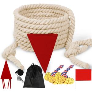 25FT Tug of War Rope for Kids & Adults - Field Day Family Reunion Games, Lawn Camping Picnic Activities, Backyard Carnival Fun for Team Building (Natural White)