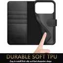 DuckSky Compatible with iPhone 17 Pro Max 6.9" Genuine Leather Wallet caseRFID Blocking4 Credit Card HolderReal Leather Flip Phone case Cover Women Men for Apple 17 Pro Max case Black
