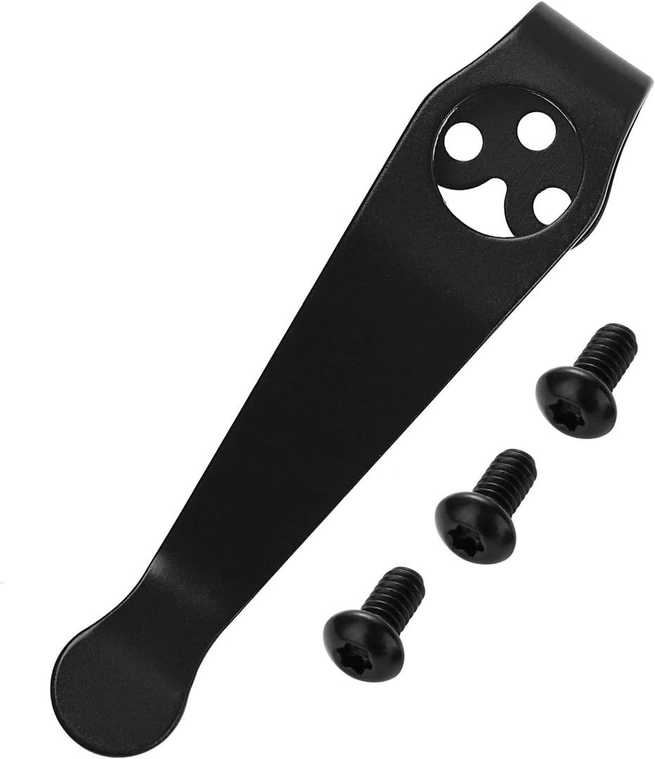 Titanium Deep Carry Pocket Clip for Spyderco Para 3, Paramilitary 2 and More Models Knives, Premium Custom-made Pocket Clip with 3 Pieces Screws, Black