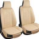 Linen car Seat Covers Breathable Cloth Fabric Seat Protector Front seat Covers Universal Fit for 95% Automotive, Car, Van, SUV, Trucks Beige2PCS
