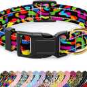 Reflective Dog Collar for Extra Small Dogs, Cute Boho Adjustable Heavy-Duty Nylon Puppy Collar for Boy and Girl Female, Soft Pet Accessories with Quick Release Buckle, Abstract Rainbow Art (XS (Neck 8-12", Width 5/8"))