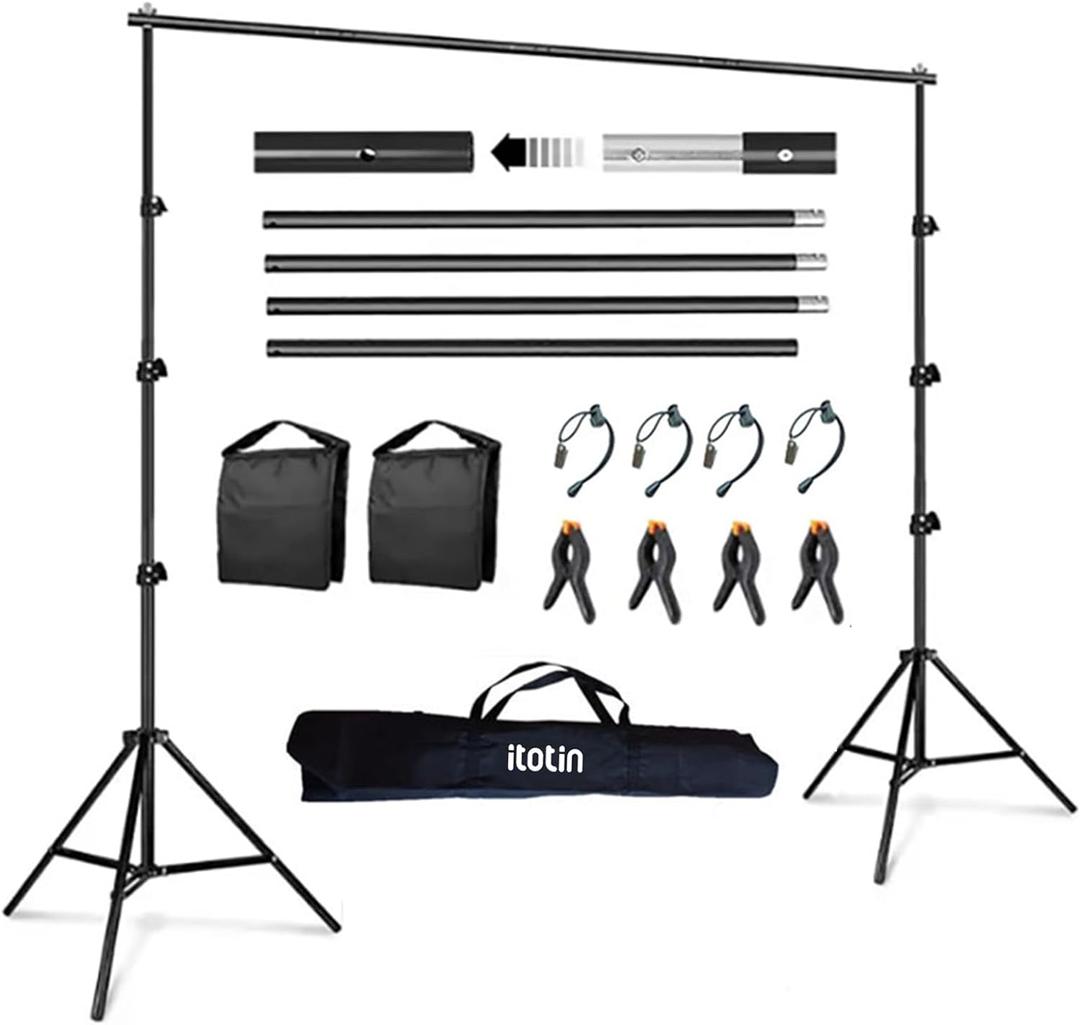 Backdrop Stand for Photography 9ft x 10ft Heavy Duty Photo Background Stands Support Kit with Carry Bag for Photo Studio, Photoshoot, Parties, Photographic Equipments (9x10ft)