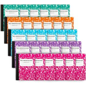 feela Mini Composition Notebook, Cute 30 Pack 5 Pastel Colors Narrow Ruled Mini Composition Books Bulk, Small Pocket Marble Journal Notebooks for Kids Students College, Pocket Size 4.5 x 3.25 in