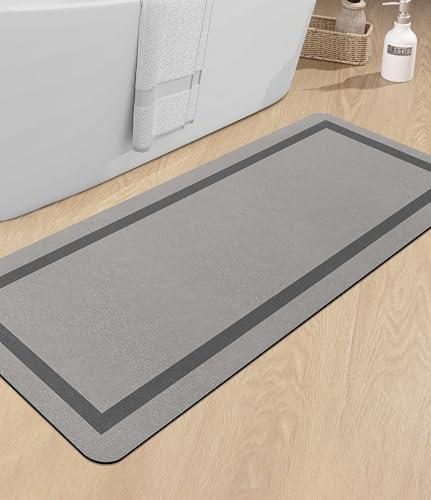 chakme Bathroom Mat Rugs Large 59x24, Ultra Thin Magic Mat Bath Rug Non Slip Bath Rugs Quick Dry Absorbent Bath Mats for Bathroom Floor, (Grey, 59"x24")