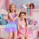 Princess Dress Up CLothes with Princess Shoes, Kids' Dress Up & Pretend Play Costumes for Little Girls, Mermaid & Unicorn Dress Up Toys Set for Toddlers, Christmas Birthday Gifts for 3-6 Role Play