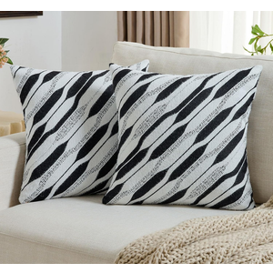 FUTEI Black White Decorative Throw Pillow Covers 20x20 Inch Set of 2,Soft Geometric Textured Faux Cashmere Cushion Case,Modern Home Decor for Couch Bed Living Room