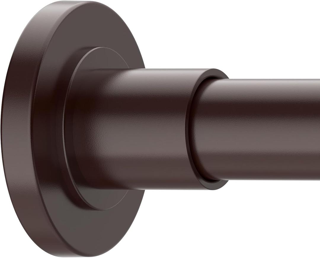 Brown Shower Curtain Rods - 31-80 Inch Spring Tension Shower Rods for Bathroom, Adjustable, No Drilling, No Rust, Stainless Steel