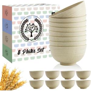 Homienly 10 OZ Dessert Bowls Wheat Straw Small Bowls Reusable Kids Bowl Mini Bowl for Ice Cream, Side Dishes, Fruit, Snack, Portion Control Unbreakable Lightweight Bowl Set, Microwave Safe (Beige)