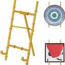 MorningRo Gold Gold Metal Table Top Easel Bamboo Easel Stand for Display Metal Tripod Picture Photo Frame Modern Book Plate Desktop Art Holder Stand Decor Wedding Sign (6 x 4 x 3 Inch)