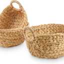Set of 3 Wicker Storage Baskets for Organizing - Woven Decorative Baskets with Handles - Organizers for Bathroom, Kitchen, and Shelves (Natural)