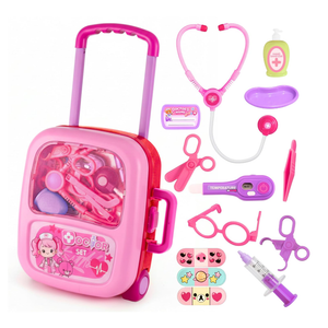 Angel Kids Premium Doctor Set Trolley, Pretend Play Doctor Set Trolley, Doctor Kit for Kids Above 3 Years, for Boys & Girls, with Interactive Instruments, Multicolor Bandage Stickers (Pink)