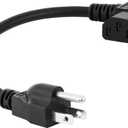 2 x 1-Feet Nema 5-15P to IEC 320 C13 Right Angled Power Cord,US 3-Prong Male to Right Angle IEC Female AC Power Cord