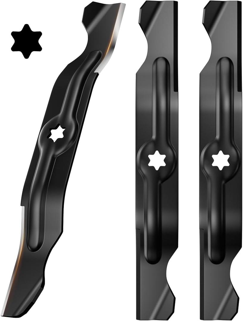 942-04053C 50" Lawn Mower Blades with 6 Point Star Shape, Mulching Blades Compatible with MTD Cub Cadet Troy Bilt 50 inch Deck Zero Turn Riding Mower, Replaces Number 742-04056, 942-04056, 3 Pcs
