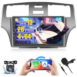 [2+64GB] Hikity Android 13 Car Stereo for Lexus ES250 ES300 ES330 2001-2006 with Wireless Carplay Android Auto, 9" HD Touchscreen Car Radio with Mirror Link Bluetooth GPS WiFi SWC FM RDS DSP