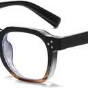 Gleyemor Blue Light Glasses for Men Women, Vintage Mens Glasses Frame Womens Computer Glasses (Black&Champagne)