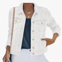 luvamia Women's Basic Button Down Stretch Fitted Long Sleeves Denim Jean Jacket