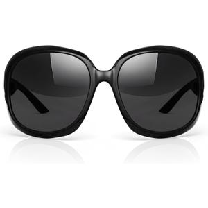 miyya Bug Eye Oversized Polarized Sunglasses Womens, Trendy Retro Sun Glasses for Women 2025, Oversized UV Protection Shades (Black/Black)