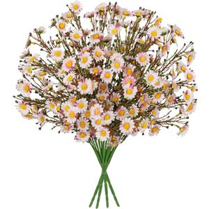 UV Resistant Pink Daisy Artificial Flowers Lush 4 Bouquets Silk Fake Daisies, 14" UV Protected Faux Daisy Flowers for Indoor & Outdoor Vase, Planter, Floral Arrangements, Centerpieces, Wedding Decor