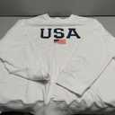 Dressmine Womens USA Shirt Casual Long Sleeve Graphic Tees Knit Crew Neck Sweatshirts Loose Pullover (White, XXL)