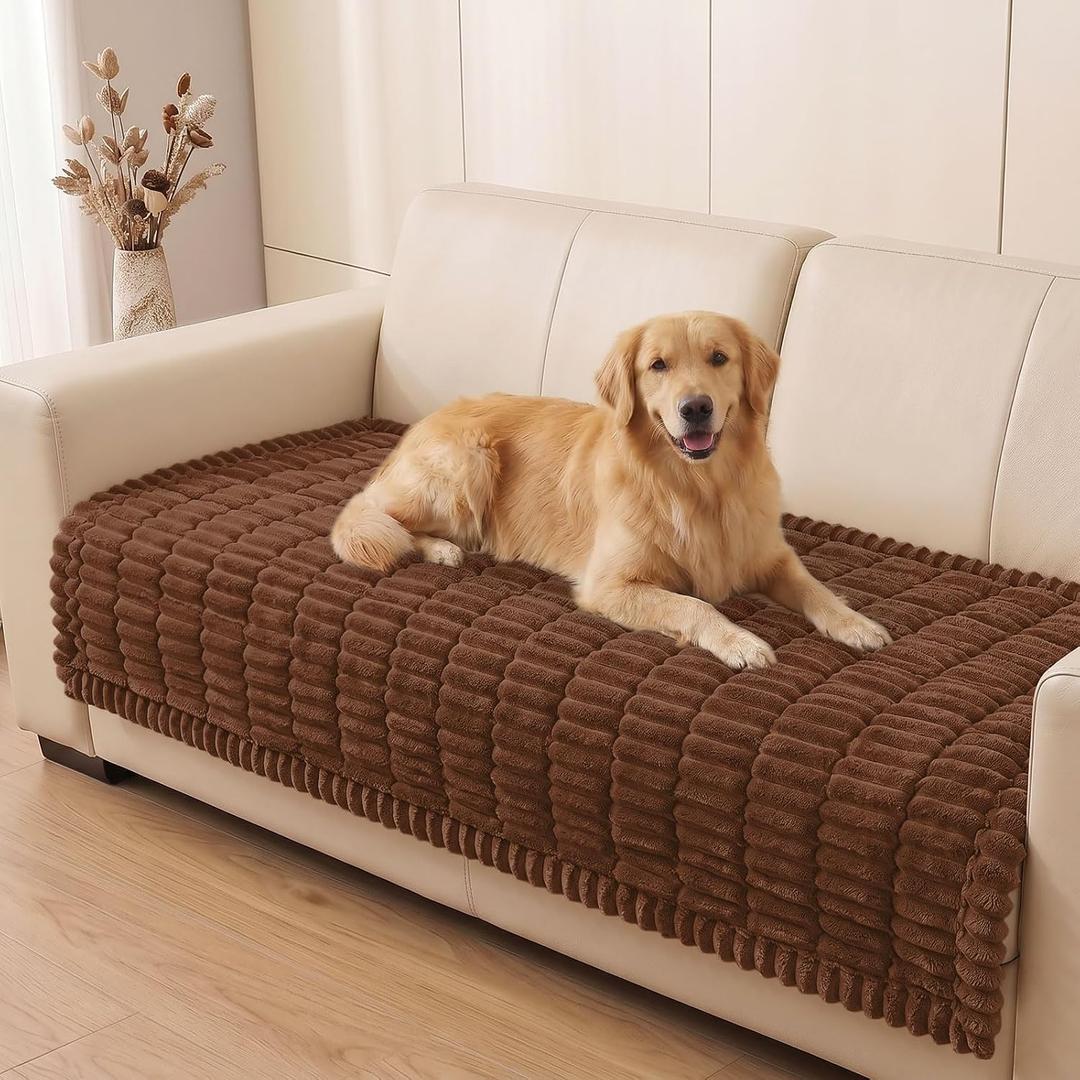 Smiry Couch Cover for Dogs, Non Slip Washable Sofa Protector for Pets, Soft Furniture Cover for Pet, Stylish Sofa Covers, Cozy Protect Against Fur, Dirt & Everyday Messes (Brown, 35.4" x 70.9")