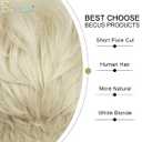 BECUS Pixie Cut Wig for Women, Short Platinum Blonde Wig, Natural Looking Straight Synthetic Short Wigs, Lightweight Daily Wear Wigs for Women, Halloween Cosplay Party