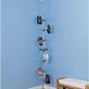 Household Essentials 2197-1 Floor to Ceiling Adjustable 6-Tier Revolving Shoe Rack with Basket - Silver