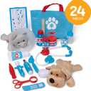 Melissa & Doug Examine and Treat Pet Vet Play Set, 24-Piece Animal Doctor Playset with Dog & Cat Plushies, Pet Doctor Kit & Accessories, Preschool Toys for Girls & Boys Ages 3+