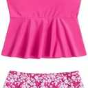 SHENHE Girl's 2 Piece High Waisted Ruffle Waffle Swimsuit Bathing Suit Bikini Sets 11Y