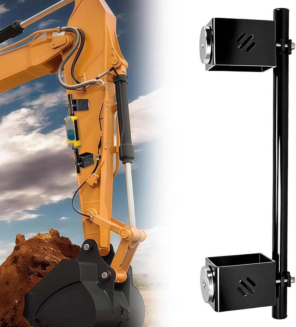 Upgrade Magnetic Mount for LR Receivers, Adjustable Dual-Magnet Bracket, Strong Hold for Flat-Back Dozer Blades, Backhoes & Excavators, No-Drill Quick Installation for Construction & Surveying