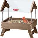 Kingsyard Ground Bird Feeder for Outdoors - Recycled Plastic Platform Feeder for Wild Birds, Rainproof Squirrel Feeders, 5 LBS Large Capacity, Brown