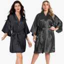 AW.BRIDAL Women Silky Satin Robe Wedding Bridal Party Bride Bridesmaid Robes Kimono Loungewear Dressing Gowns XXL