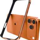New Aluminum Frame Metal Bumper Frame Slim Hard Case Cover for iPhone17Pro MAX, Metal Frame with Soft Inner Bumper, Raised Edge Protection (Orange, for iPhone17Pro Max)