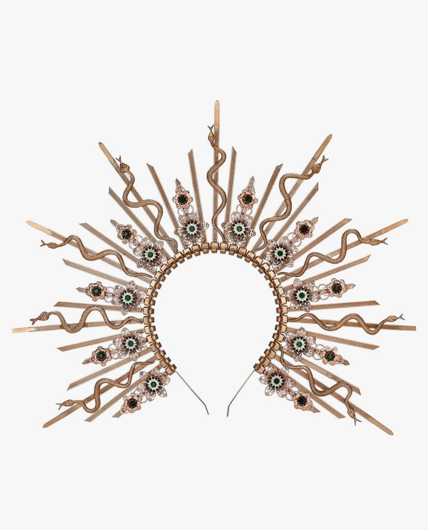 Sunburst Goddess Halo Crown - Spiked Renfaire Sun Headband Virgin Mary Headpiece for Women Renaissance Halloween