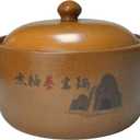 Handmade 4-Quart Natural Terracotta Clay Pot for Cooking,Internally Unglazed Cookware for Stews, Casseroles, Rice and Soups (Brown)