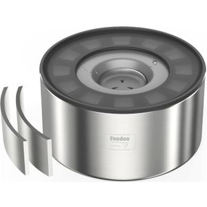 1Gallon No Spill Water Bowl for Dogs, Double-Wall Stainless Steel with Splash-Proof Paws Lid and Floating Disk, Non-Slip Base, Easy to Clean Slow Water Feeder for Large Medium Dogs (3.8L, Grey)