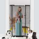 55.1 inch Extra Tall Pet Gate Baby Gate, Extra Wide Adjustable 29.92"-48.03", Pressure Mounted Walk Through Swing Safety Dog Gate for Stairs, Doorways, Kitchen, Black