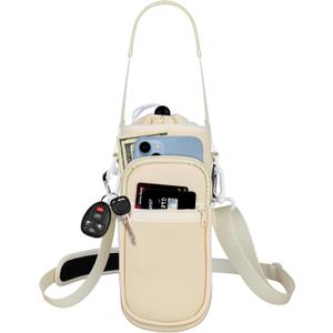 Water Bottle Holder with Strap, Water Bottle Carrier Bag with Phone Pocket, Shoulder Hand Strap Insulated Neoprene 32/40 oz Water Bottle Sleeve for Walking Hiking Camping Gym